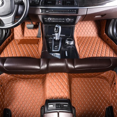 Inexpensive Brown Luxury Leather Diamond Car Floor Mats